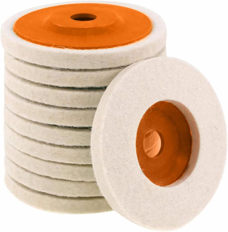 Tworider 10 Pcs 4.5 Inch Wool Felt Polishing Wheel Disc,Wool Polishing Wheel Disc for 7/8Inch Arbor Angle Grinder, for Metal Aluminum,Stainless Steel, Chrome, Jewelry, Wood, Plastic, Ceramic, Glass - Image 1